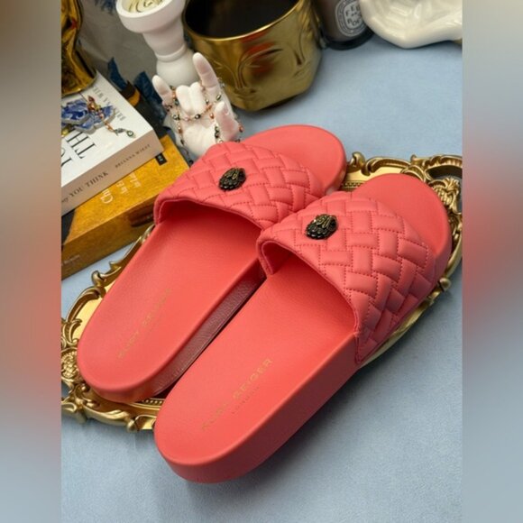 🆕 KURT GEIGER LONDON 🧿 NWOT Meena Eagle Quilted Slide, Salmon - Sz 42 US 11 - Picture 7 of 12